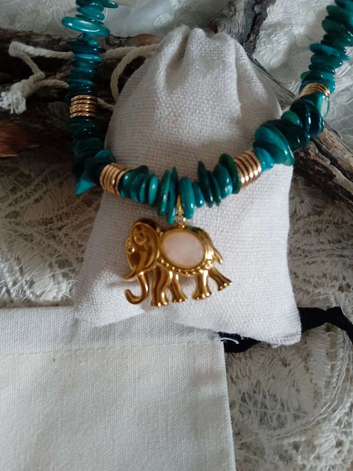 Rose quartz elephant necklace and necklace ne n'acre – photo 3